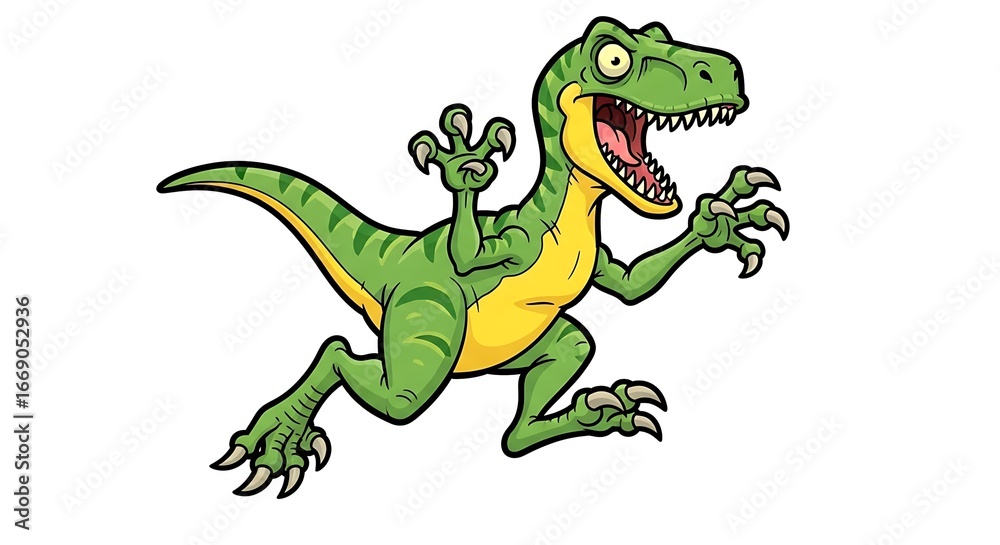 Fototapeta premium A vibrant illustration of a running dinosaur in action.