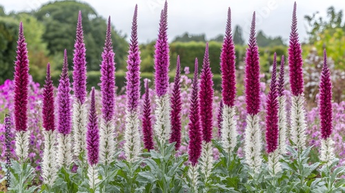 Vibrant Pink and White Liatris Spicata Flowers in Garden