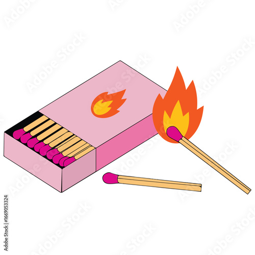 Fire source matches vector illustration isolated on white background