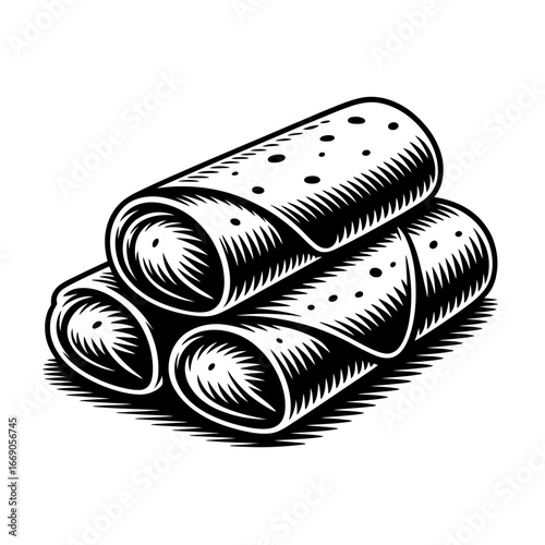 Delicious Spring Rolls Illustration Stacked Neatly Showing Fillings Ready to Eat and Enjoy a Flavorful Appetizer Experience