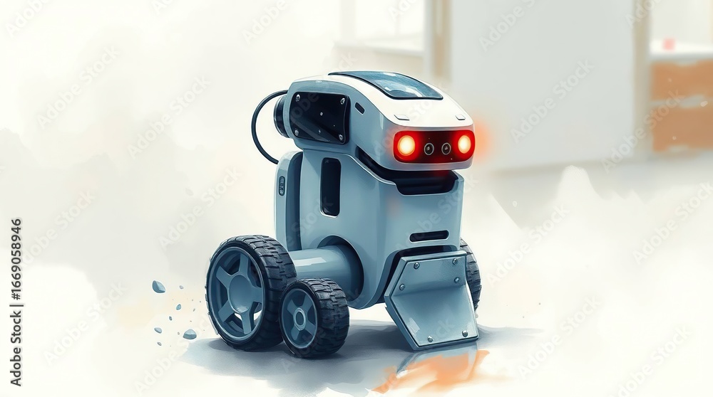 Fototapeta premium Robot Cleaning Home Floor.