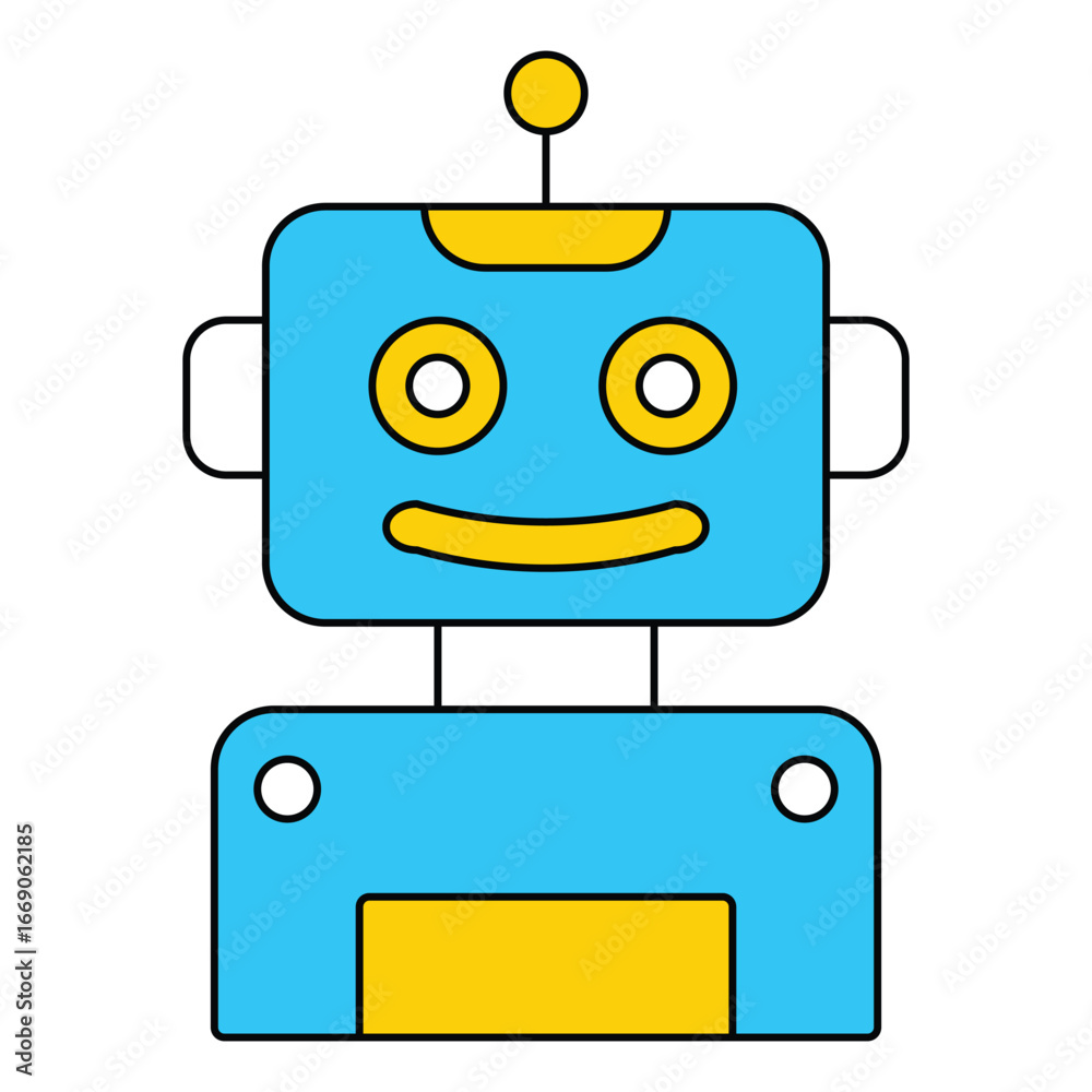 Naklejka premium Cognitive Computing Intelligent Robot System Vector Icon