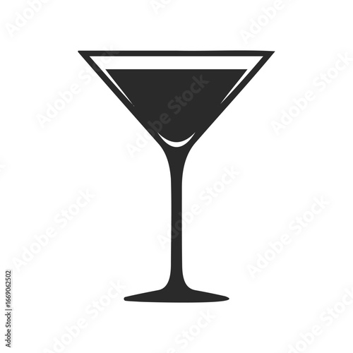 Minimalist black martini glass silhouette on white background