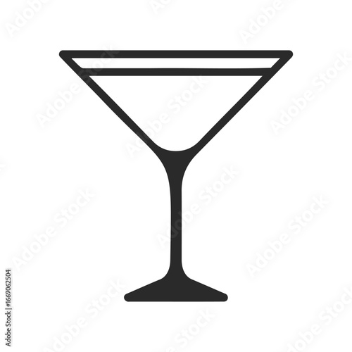 Minimalist martini glass icon in black silhouette on white background