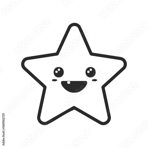 Cute smiling star character with happy expression and big eyes