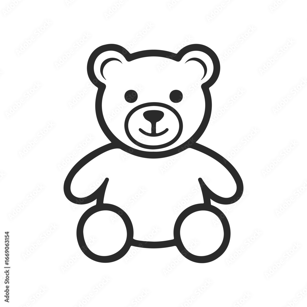 Fototapeta premium Simple black and white teddy bear line drawing design