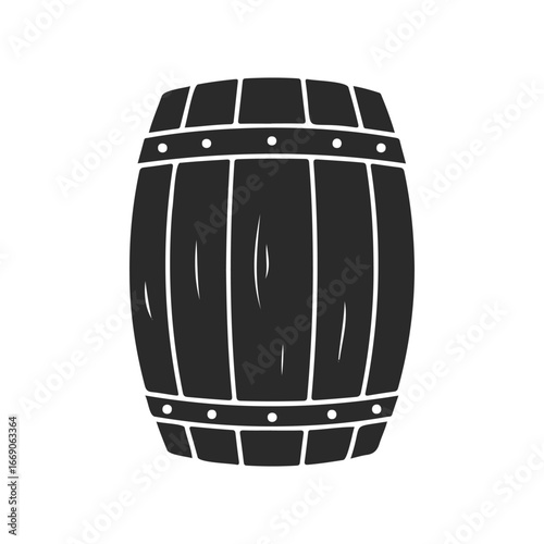 Wooden barrel silhouette isolated on white background