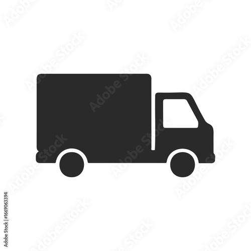 Simple black truck icon on white background
