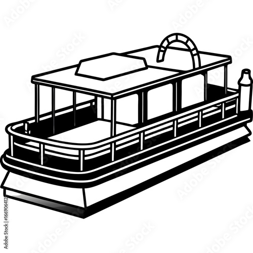 Minimal Pontoon Boat Vector on White
