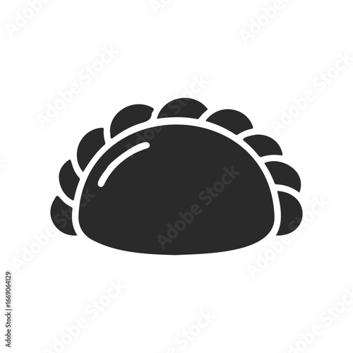 Silhouette of traditional empanada icon on white background