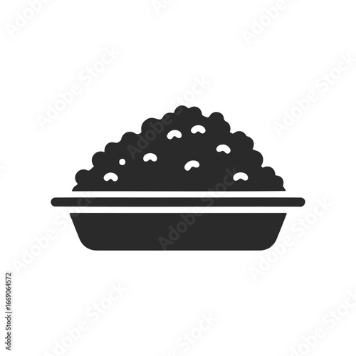 Silhouette icon of a bowl filled with rice grains