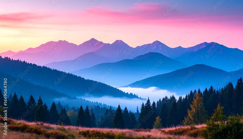 Obraz premium Majestic Sunrise Mountain Range.