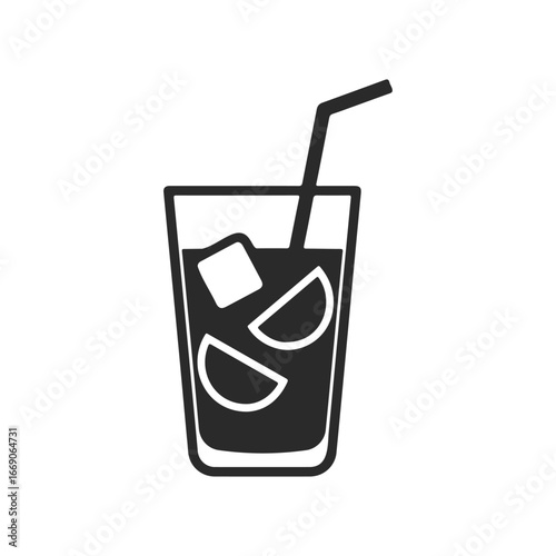 Vector icon of a cold drink with lemon slices