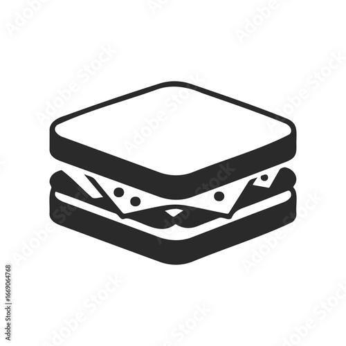 Monochrome sandwich icon with cheese and lettuce layers