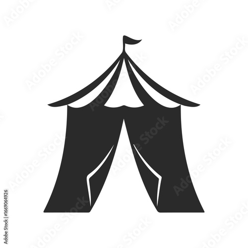 Simple black circus tent icon on white background
