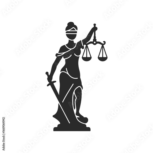 Lady justice silhouette holding scales and sword
