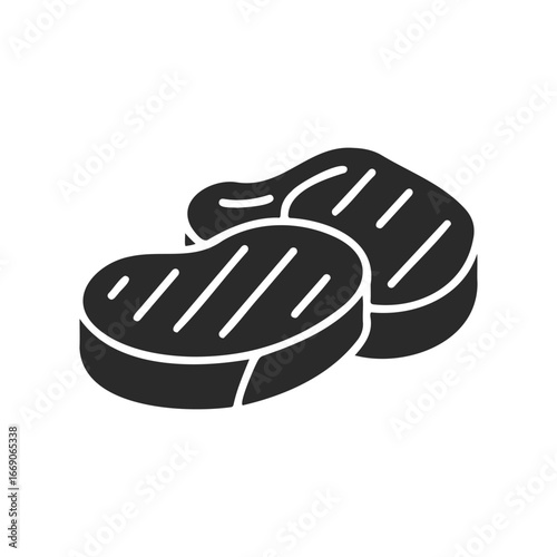Black and white icon of grilled steak pair