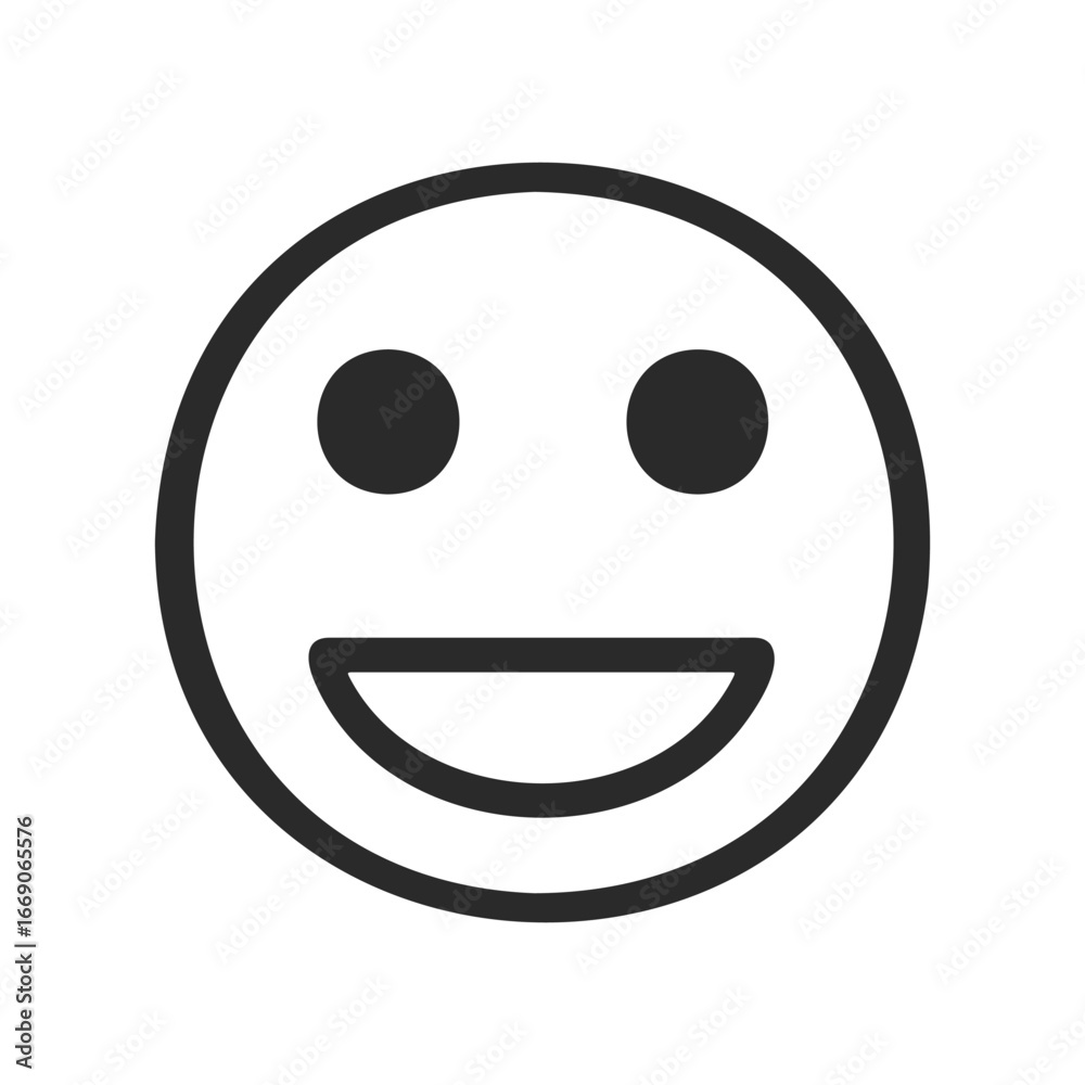Fototapeta premium Simple black and white smiley face icon with open smile