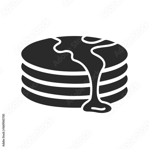 Stack of pancakes with syrup dripping silhouette icon