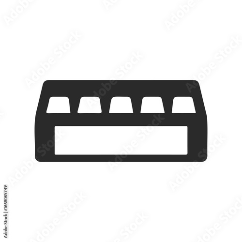 Simple black harmonica icon on white background for music design