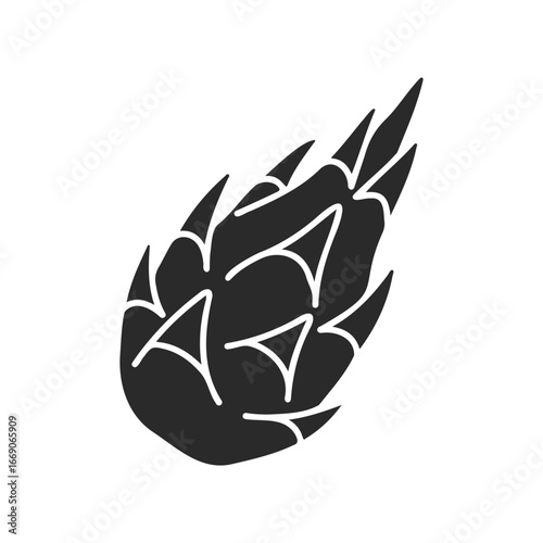Black and white vector illustration of pinecone silhouette