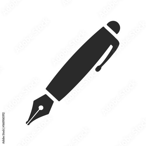 Simple black fountain pen icon on white background