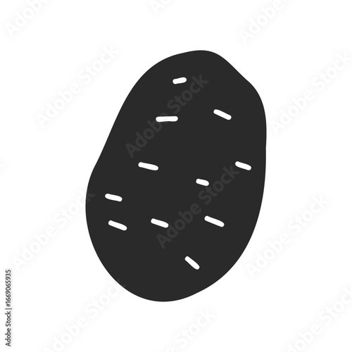 Simple black and white potato vector illustration