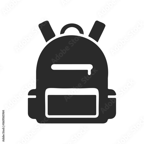Silhouette of a backpack icon with front pocket and straps