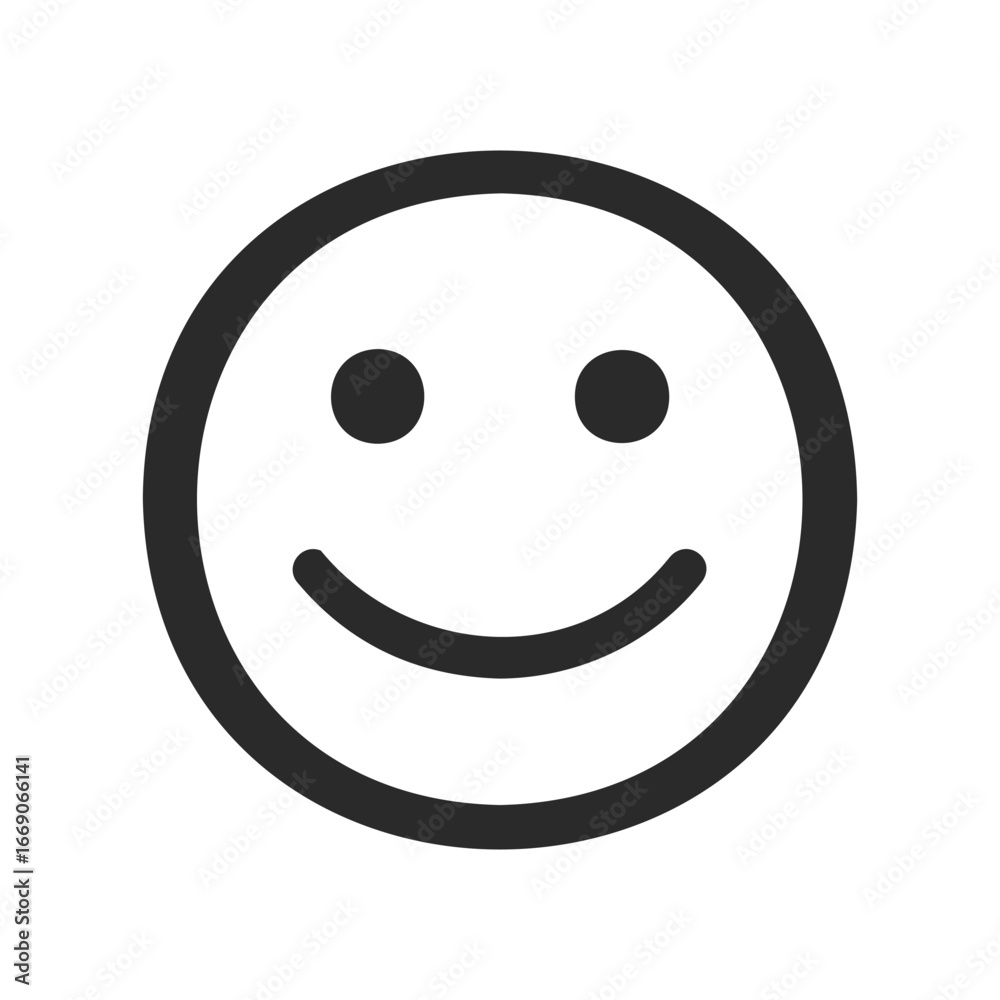 Fototapeta premium Simple black and white smiley face icon with bold lines