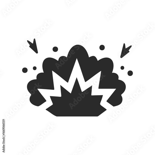 Silhouette explosion icon with jagged edges and dynamic elements
