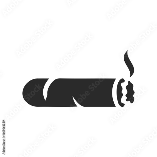 Minimalist cigar icon with smoke on white background