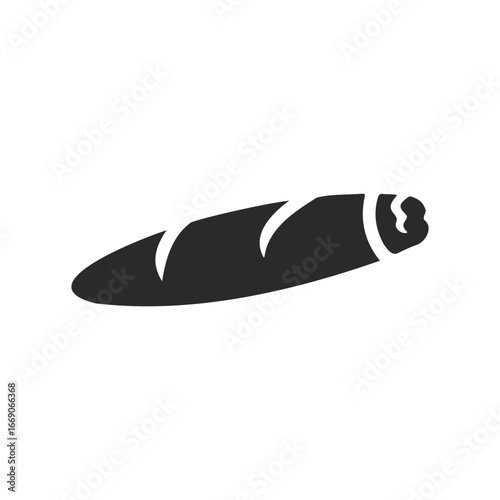 Silhouette of a classic cuban cigar icon on white background