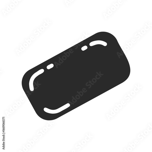 Black bar of soap icon with simple design on white background