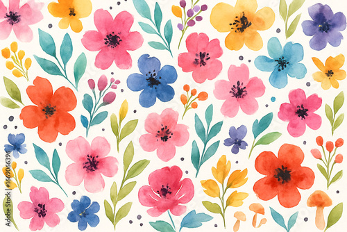 Watercolor Floral Pattern Background