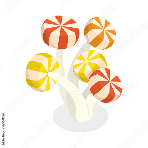 3D Isometric Flat Vector Set of Fantasy Sweet Land Elements, Candy Plants. Item 7