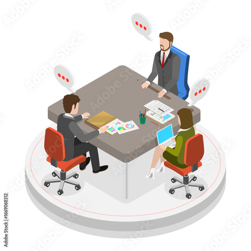 3D Isometric Flat Vector Illustration of Mediation, Resolving Conflicts Through Mediator. Item 2
