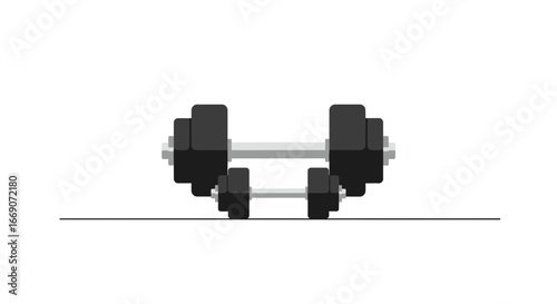 Minimalist flat design illustration of two dumbbell sets for exercise