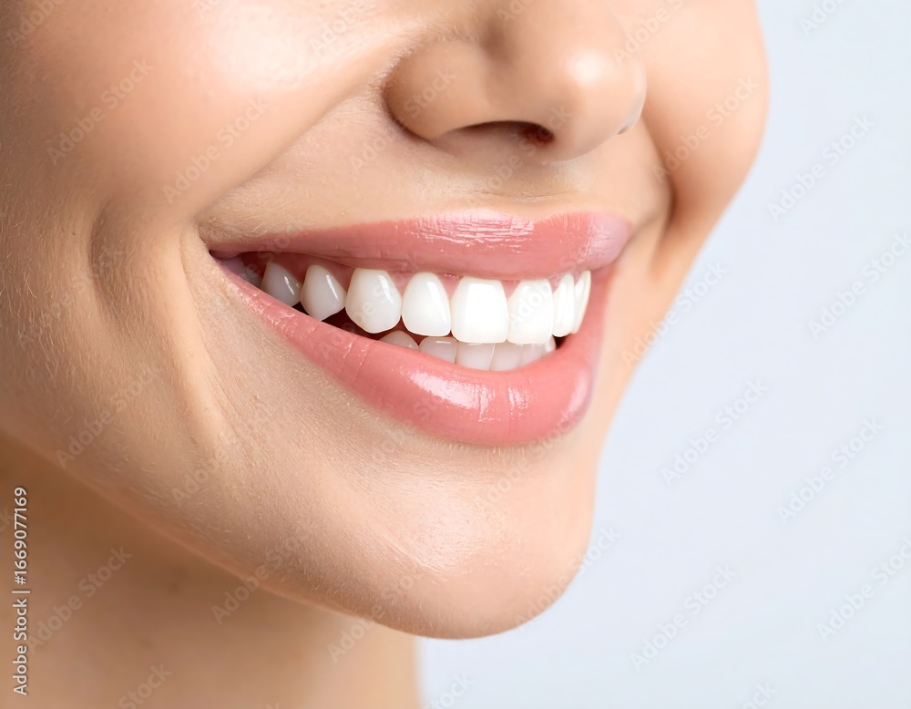Obraz premium Womans bright smile with closeup.