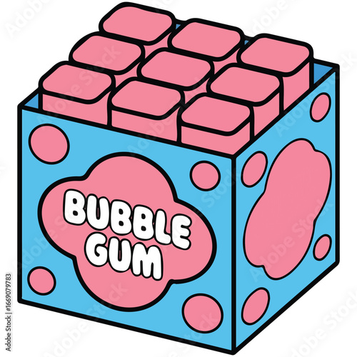 Chewing gum in plastic blister pack paper box vector illustration