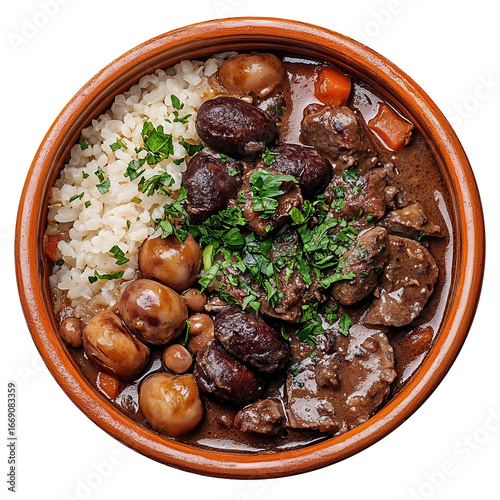 Feijoada or bean stew isolated on transparent background