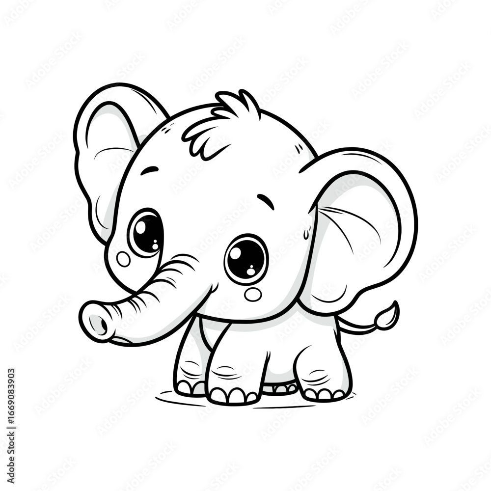 Fototapeta premium Cute baby elephant with big ears