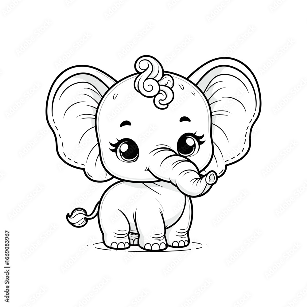 Fototapeta premium Cute baby elephant with big ears