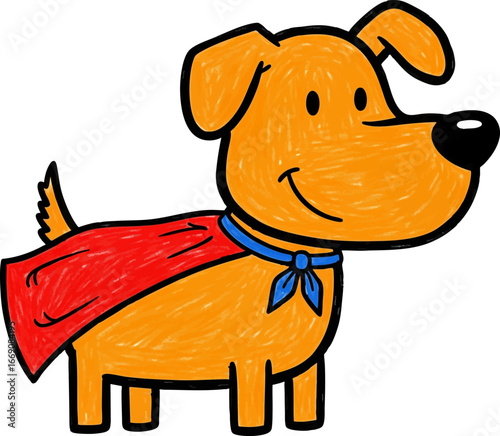 Superhero Dog in a Wobbly Crayon Cape