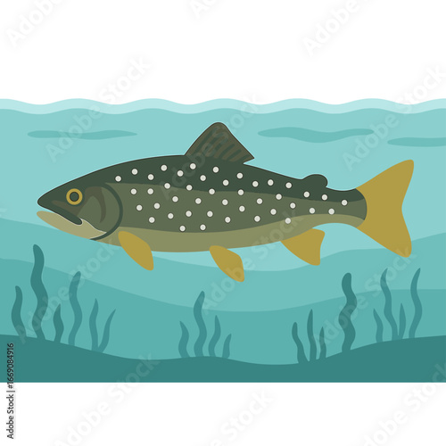 In autumn waters, a northern pike leaps into the air in pursuit of huge prey