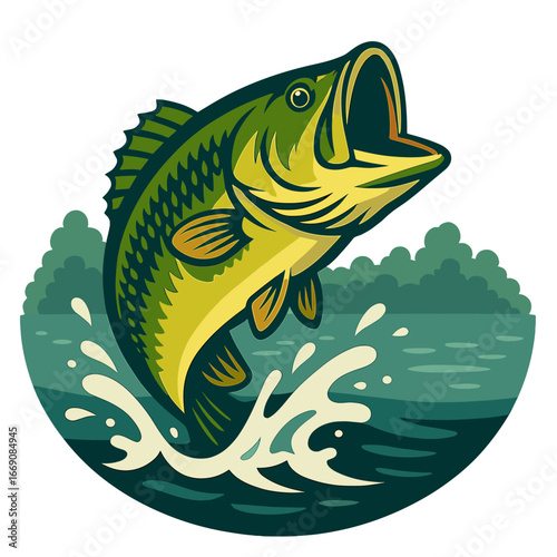 A breathtaking wildlife moment: Majestic Largemouth Bass Leaping from the Water