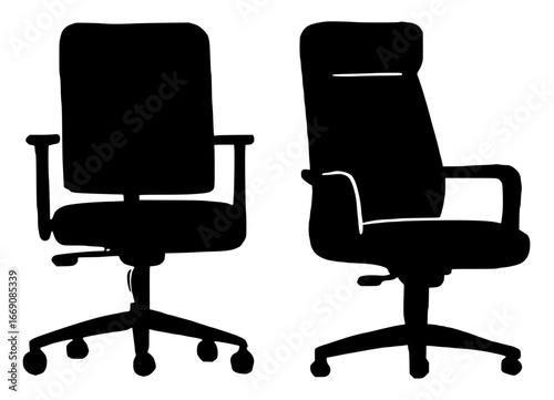 Silhouettes of Office Chairs on White Background