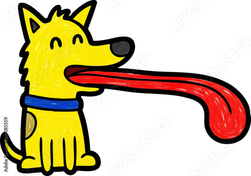 Dog with an Exaggeratedly Long, Wobbly Tongue