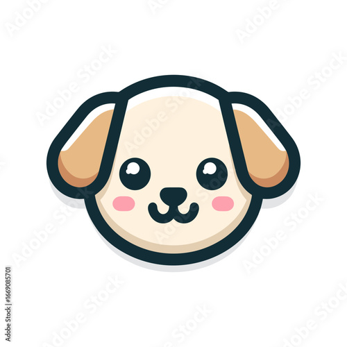 Cute cartoon dog face icon logo