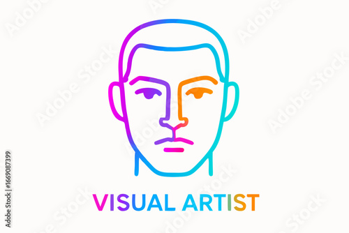 Artistic Expression: A captivating vector illustration of a human face, rendered in a vibrant spectrum of colors, perfectly embodies the essence of a visual artist.