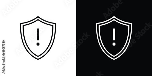 Shield exclamation icon. Simple Minimal Pictogram. Vector